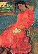 Paul Gauguin Frau im rotem Kleid oil